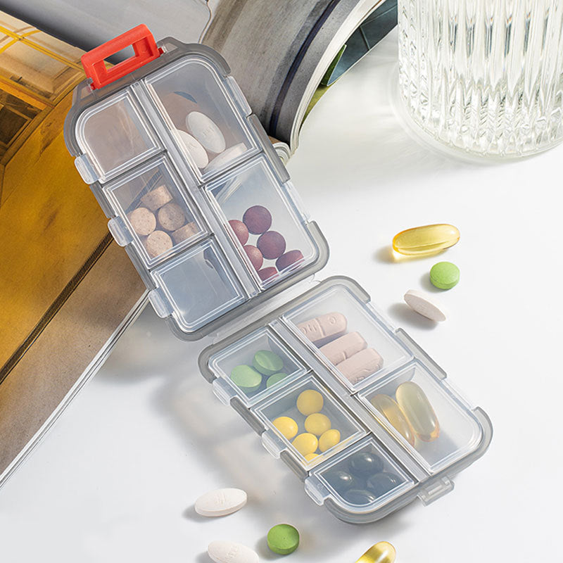 Compact Travel Pill Organiser with 10 Compartments and Labels