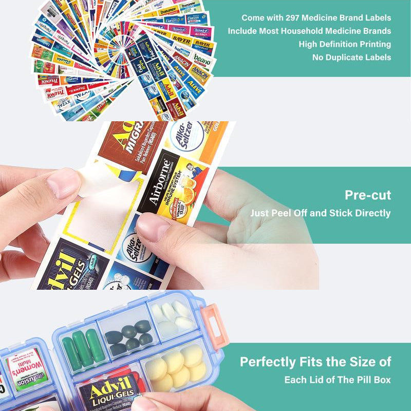 Compact Travel Pill Organiser with 10 Compartments and Labels