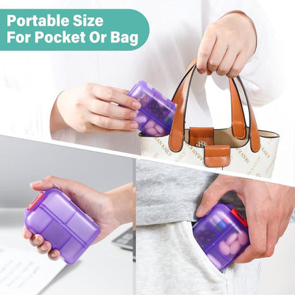 Compact Travel Pill Organiser with 10 Compartments and Labels