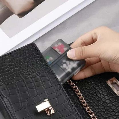 Compact Travel Pill Organiser with 10 Compartments and Labels