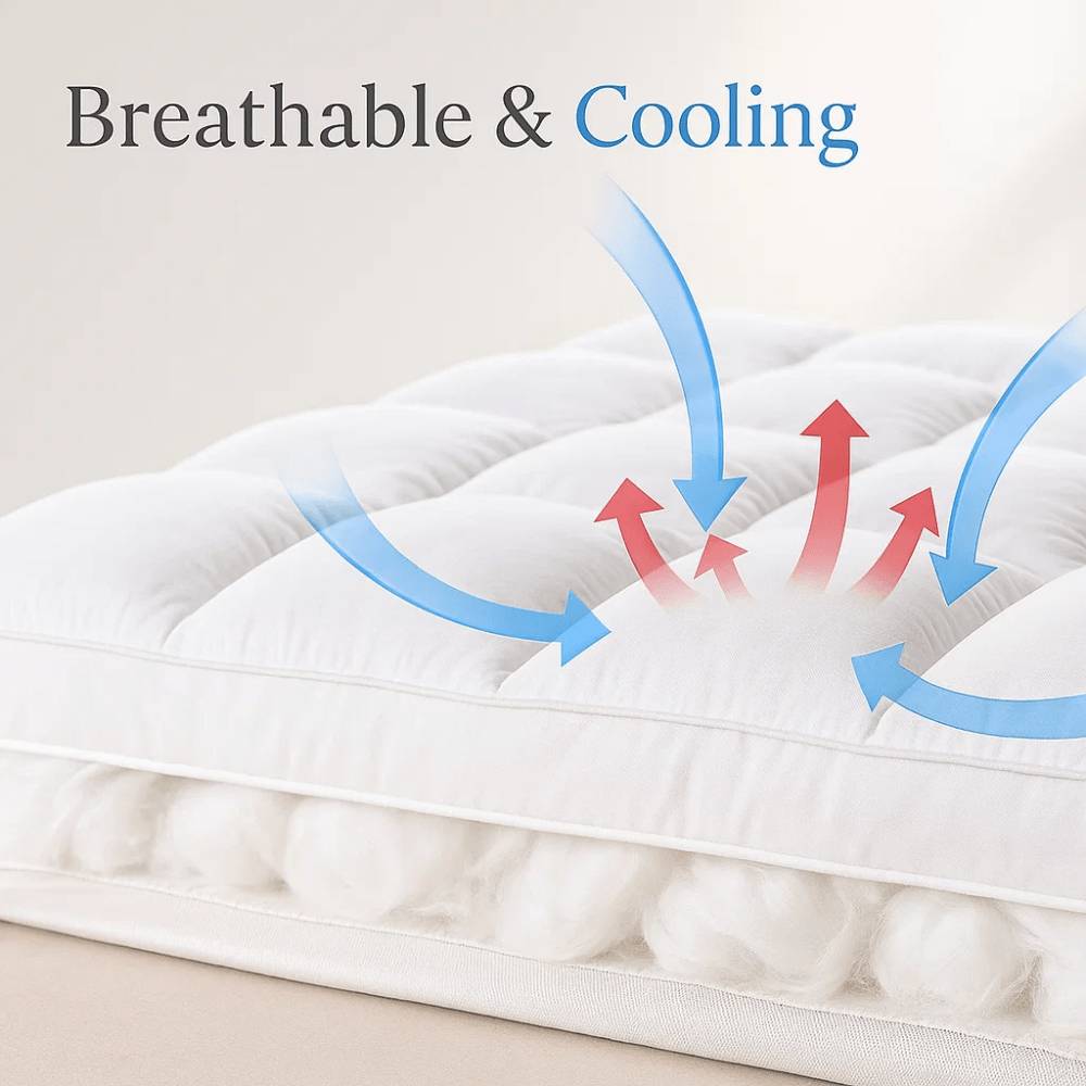 Cooling Mattress Topper with Heat-Dispersing Design and Removable Cover