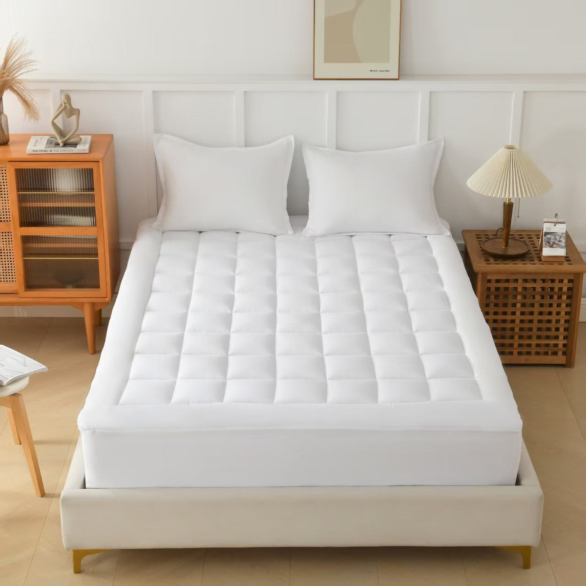 Cooling Mattress Topper with Heat-Dispersing Design and Removable Cover