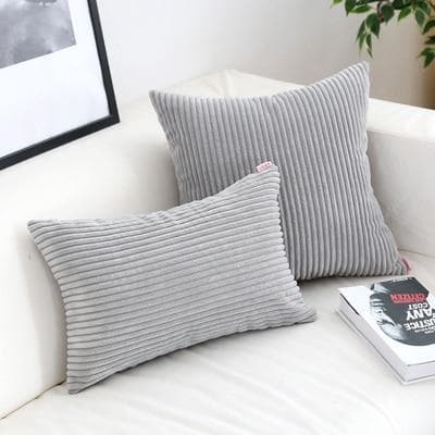 Corduroy Cushion Cover with Soft Ribbed Texture and Invisible Zip