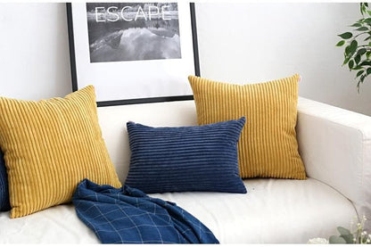 Corduroy Cushion Cover with Soft Ribbed Texture and Invisible Zip