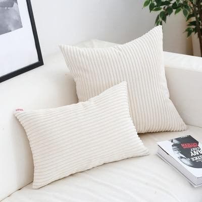 Corduroy Cushion Cover with Soft Ribbed Texture and Invisible Zip
