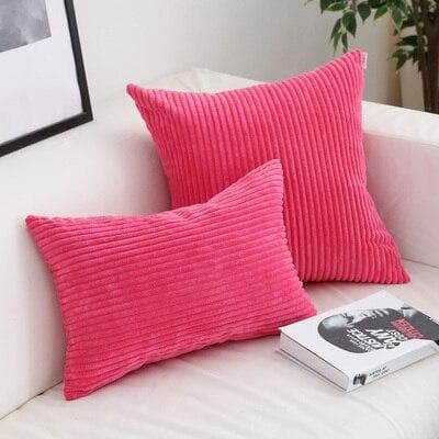 Corduroy Cushion Cover with Soft Ribbed Texture and Invisible Zip