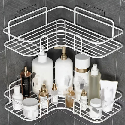 Corner Bathroom Shelf with Adhesive Mount, Open Metal Storage Rack