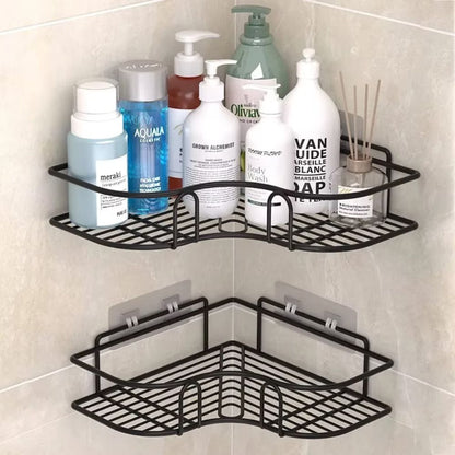 Corner Bathroom Shelf with Adhesive Mount, Open Metal Storage Rack