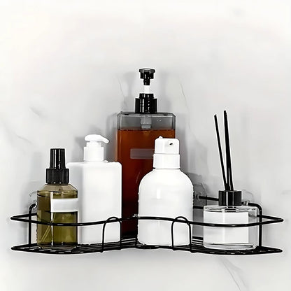 Corner Bathroom Shelf with Adhesive Mount, Open Metal Storage Rack