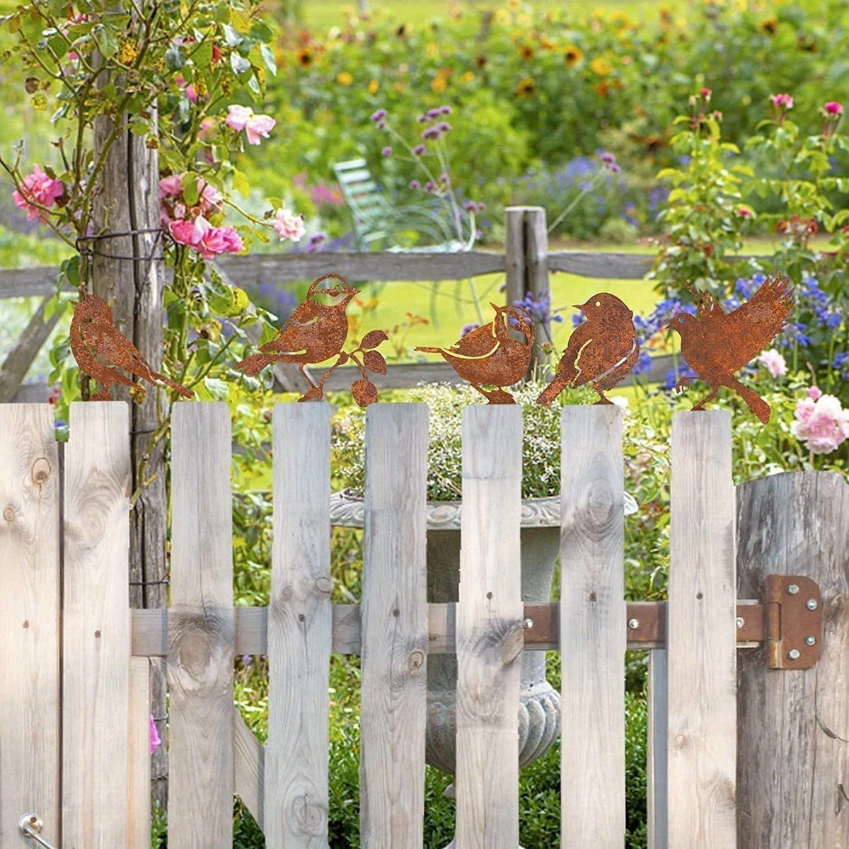 Corten Steel Garden Bird Sculptures with Rusted Finish for Outdoor Decor