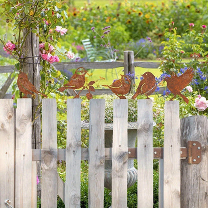 Corten Steel Garden Bird Sculptures with Rusted Finish for Outdoor Decor