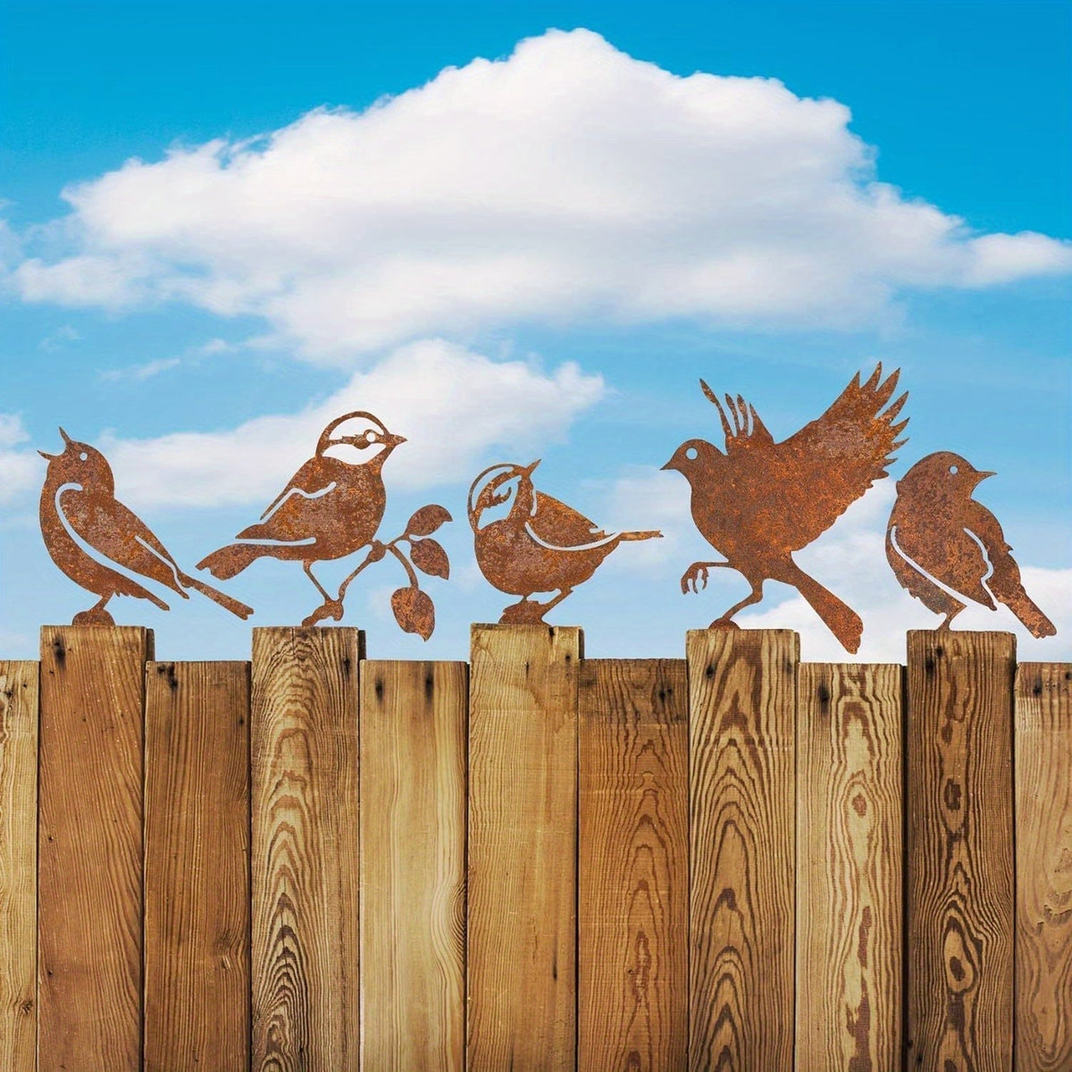 Corten Steel Garden Bird Sculptures with Rusted Finish for Outdoor Decor