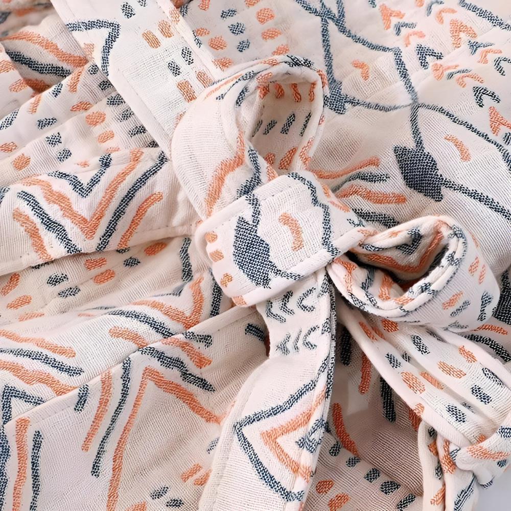 Cotton Blend Unisex Bathrobe with Belt and Two Front Pockets