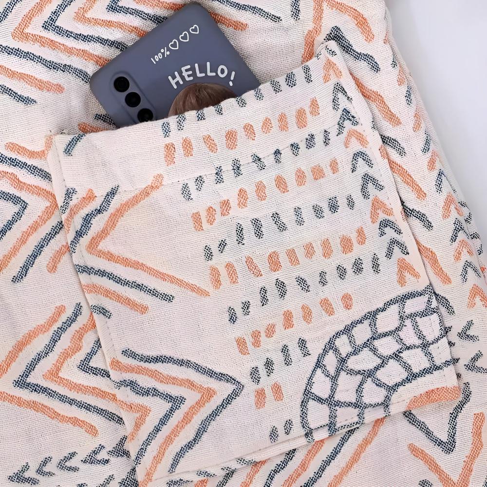 Cotton Blend Unisex Bathrobe with Belt and Two Front Pockets