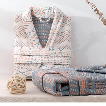Cotton Blend Unisex Bathrobe with Belt and Two Front Pockets