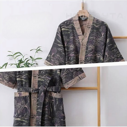 Cotton Kimono Robe – Lightweight Double Gauze Bathrobe with Relaxed Fit and Breathable Fabric