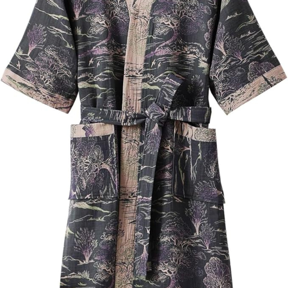 Cotton Kimono Robe – Lightweight Double Gauze Bathrobe with Relaxed Fit and Breathable Fabric