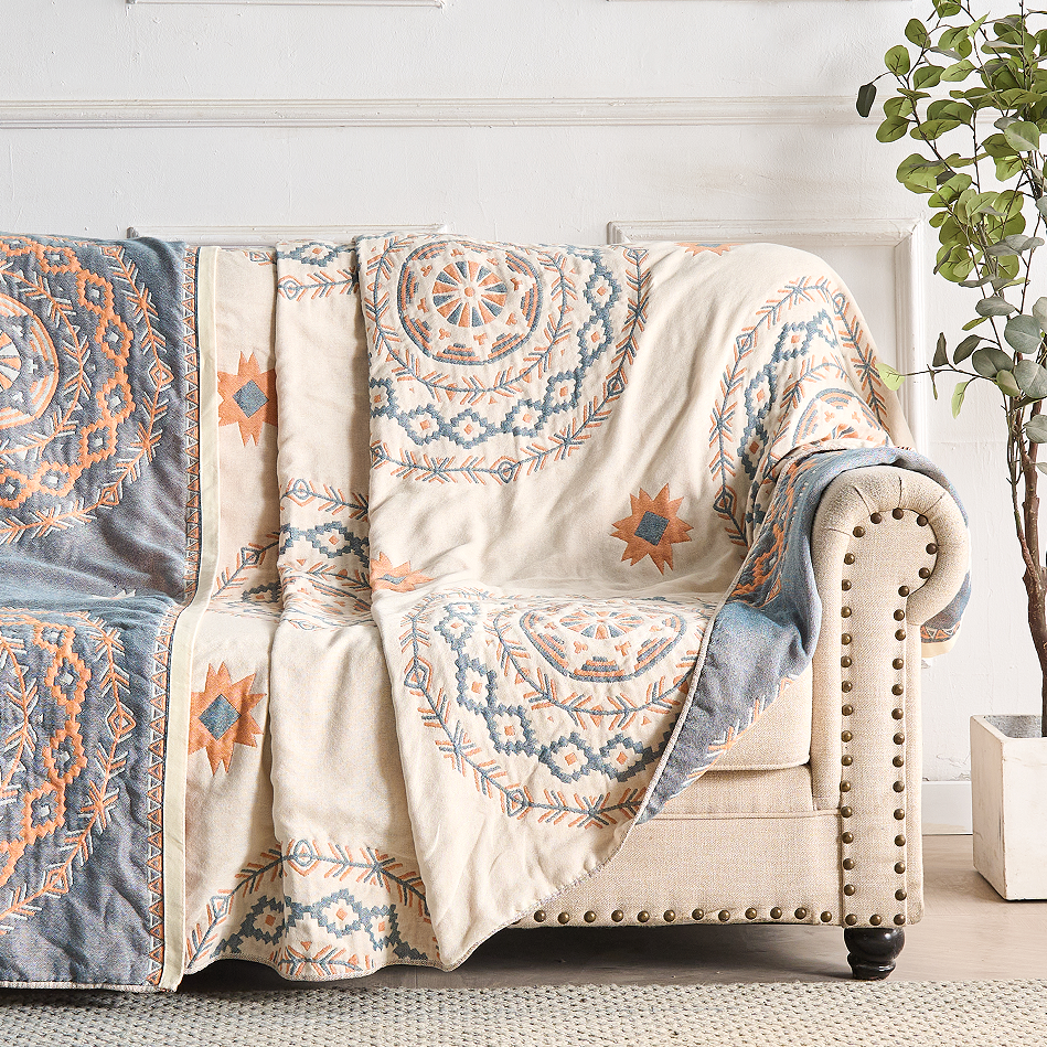 Cotton Mandala Throw Blanket – Boho Style Decorative Blanket for Sofas and Beds