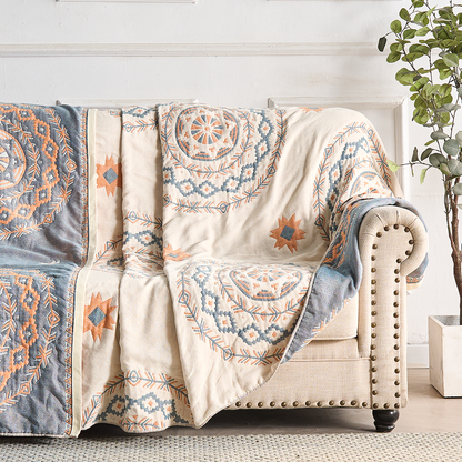 Cotton Mandala Throw Blanket – Boho Style Decorative Blanket for Sofas and Beds