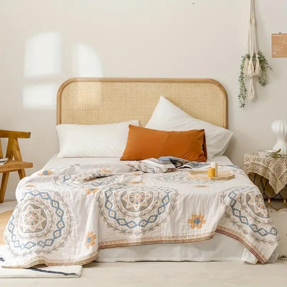 Cotton Mandala Throw Blanket – Boho Style Decorative Blanket for Sofas and Beds
