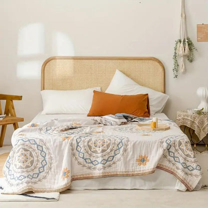 Cotton Mandala Throw Blanket – Boho Style Decorative Blanket for Sofas and Beds