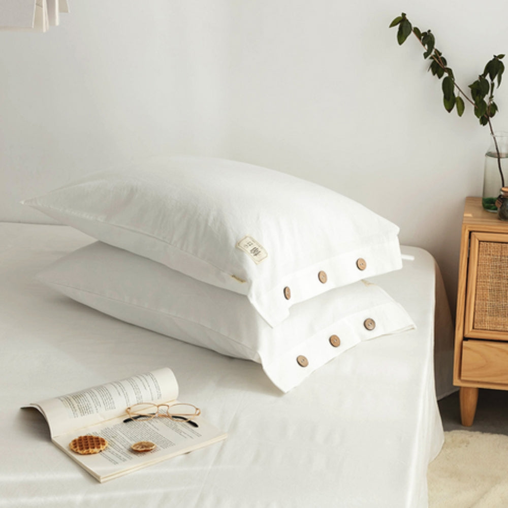 Cotton Pillowcase Set of 2 – 100% Organic Cotton Breathable Covers for Everyday Bedding