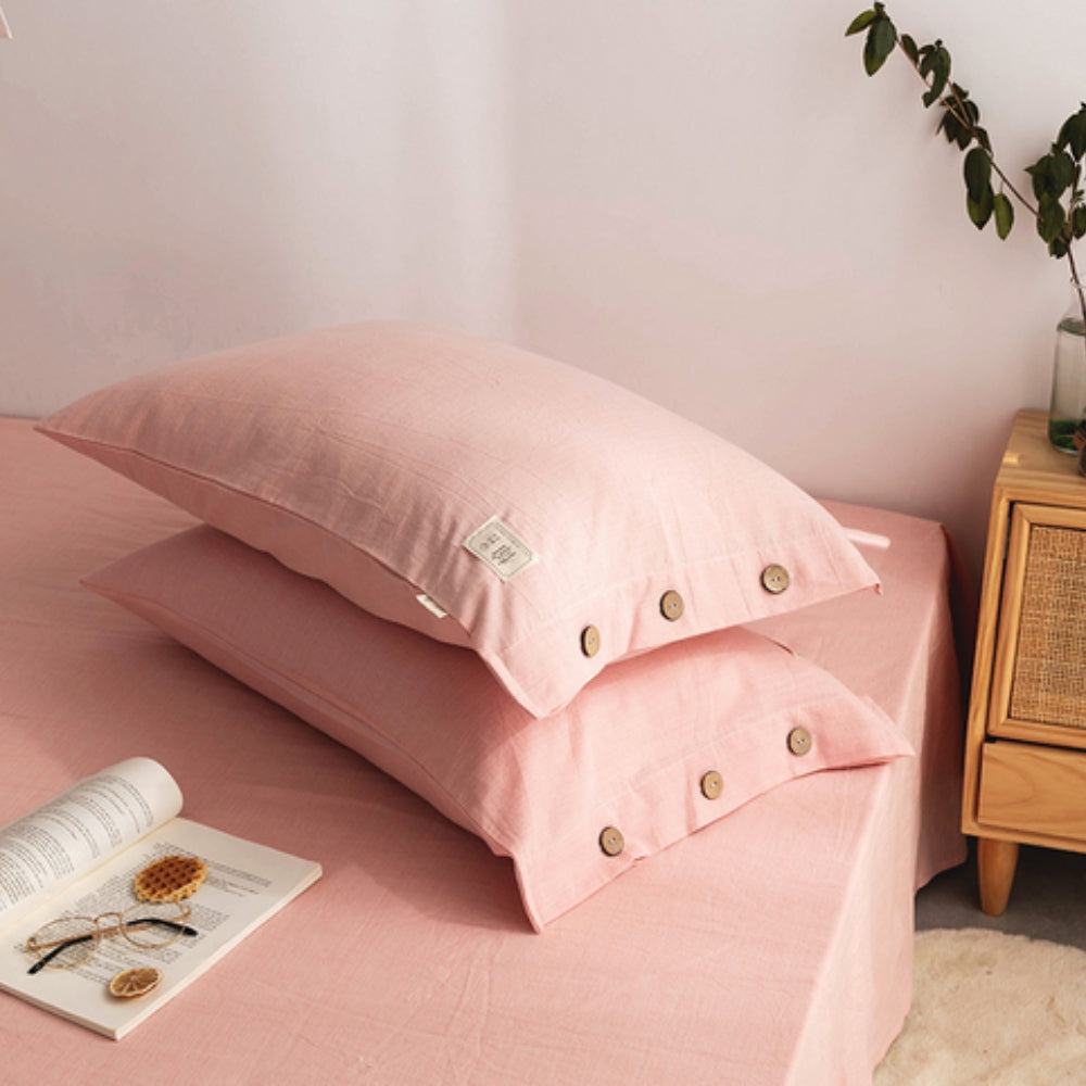 Cotton Pillowcase Set of 2 – 100% Organic Cotton Breathable Covers for Everyday Bedding