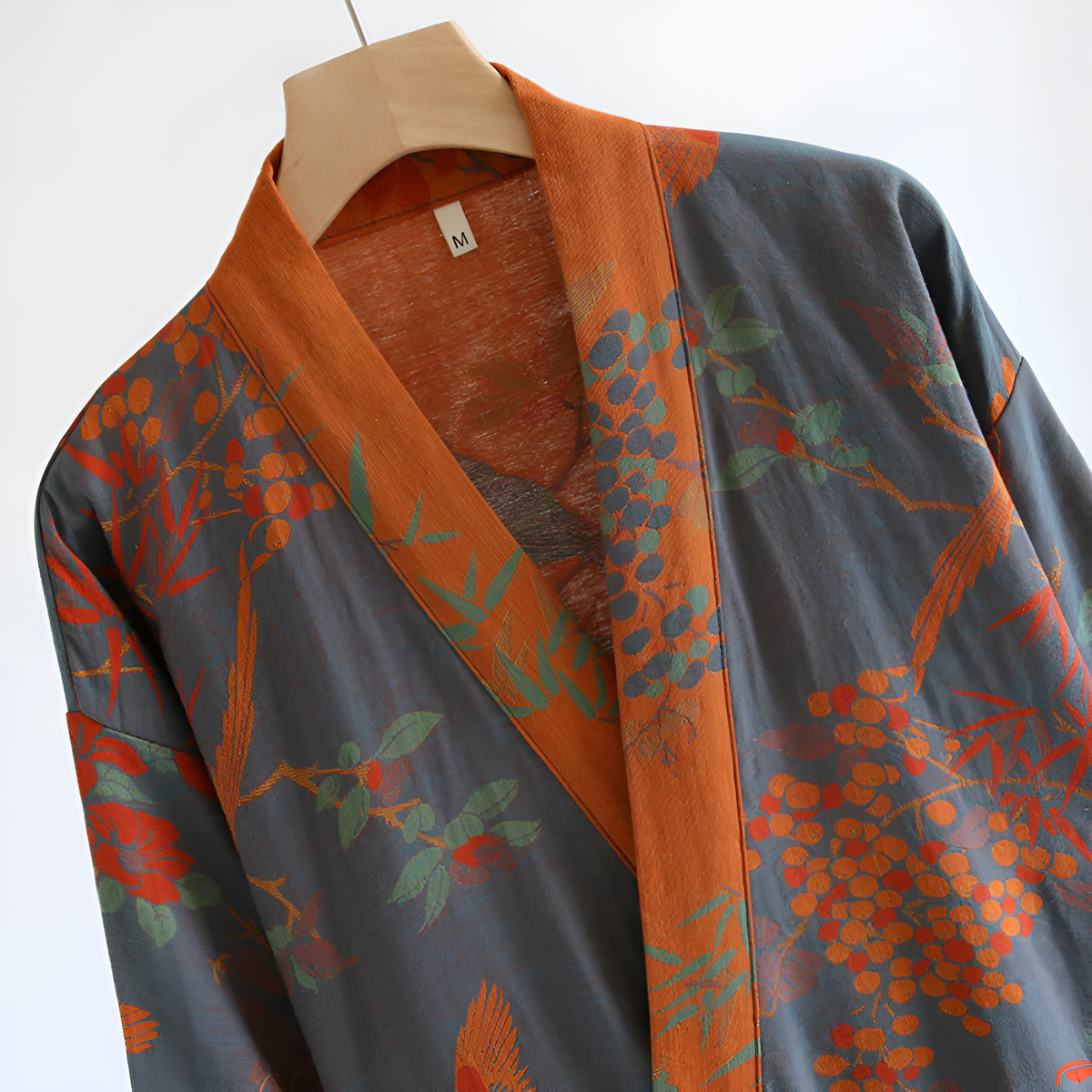 Cotton Waffle Bathrobe – Lightweight Breathable Robe with Jacquard Pattern and Side Pockets