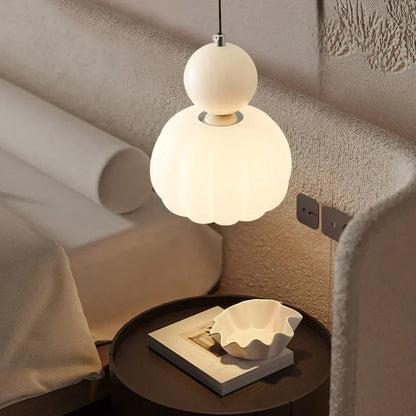 Cream Art Deco Pendant Lamp with Bauhaus-Inspired Metal and PMMA Design