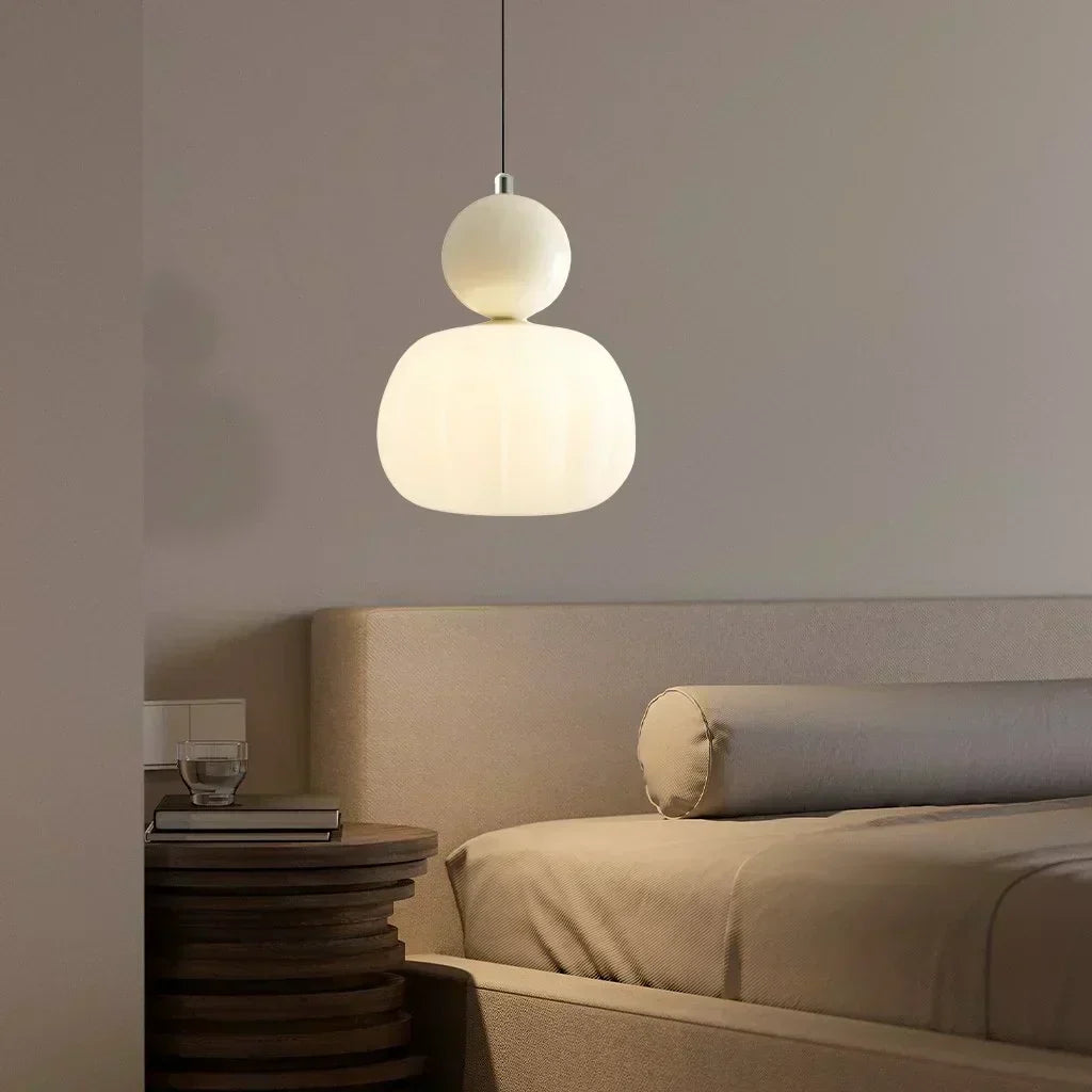 Cream Art Deco Pendant Lamp with Bauhaus-Inspired Metal and PMMA Design