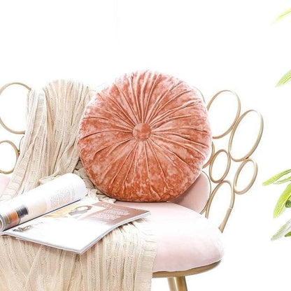 Crushed Velvet Round Cushion with Soft Fibre Filling