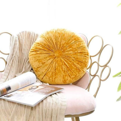 Crushed Velvet Round Cushion with Soft Fibre Filling