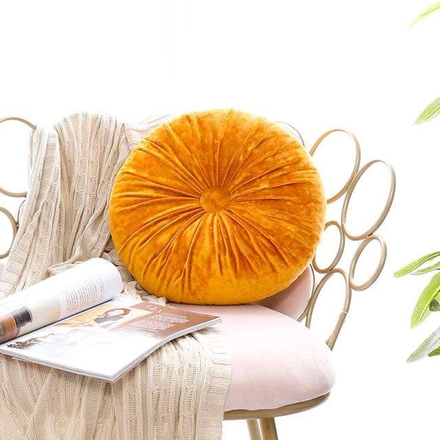 Crushed Velvet Round Cushion with Soft Fibre Filling