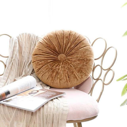Crushed Velvet Round Cushion with Soft Fibre Filling
