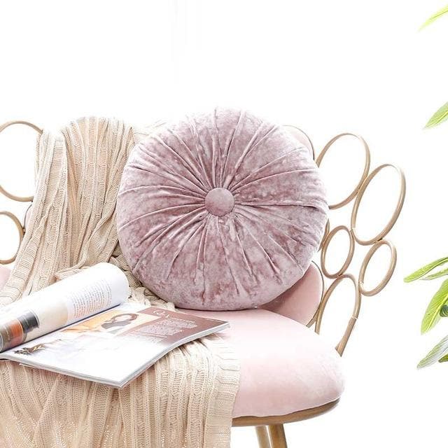 Crushed Velvet Round Cushion with Soft Fibre Filling