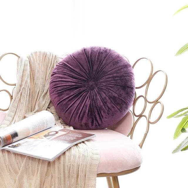 Crushed Velvet Round Cushion with Soft Fibre Filling