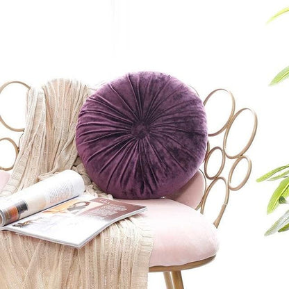 Crushed Velvet Round Cushion with Soft Fibre Filling