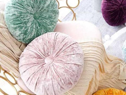 Crushed Velvet Round Cushion with Soft Fibre Filling