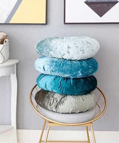 Crushed Velvet Round Cushion with Soft Fibre Filling
