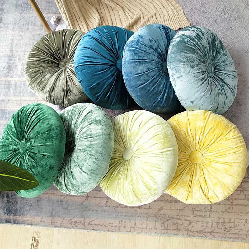 Crushed Velvet Round Cushion with Soft Fibre Filling