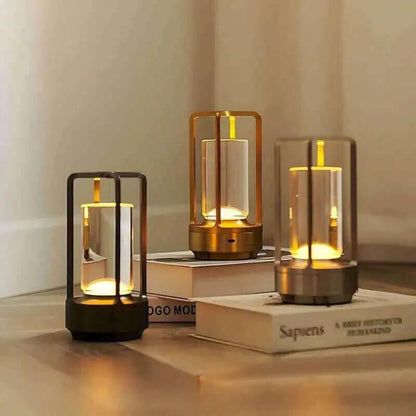 Crystal Table Lamp – Dimmable LED Light with Rechargeable Battery and Touch Control