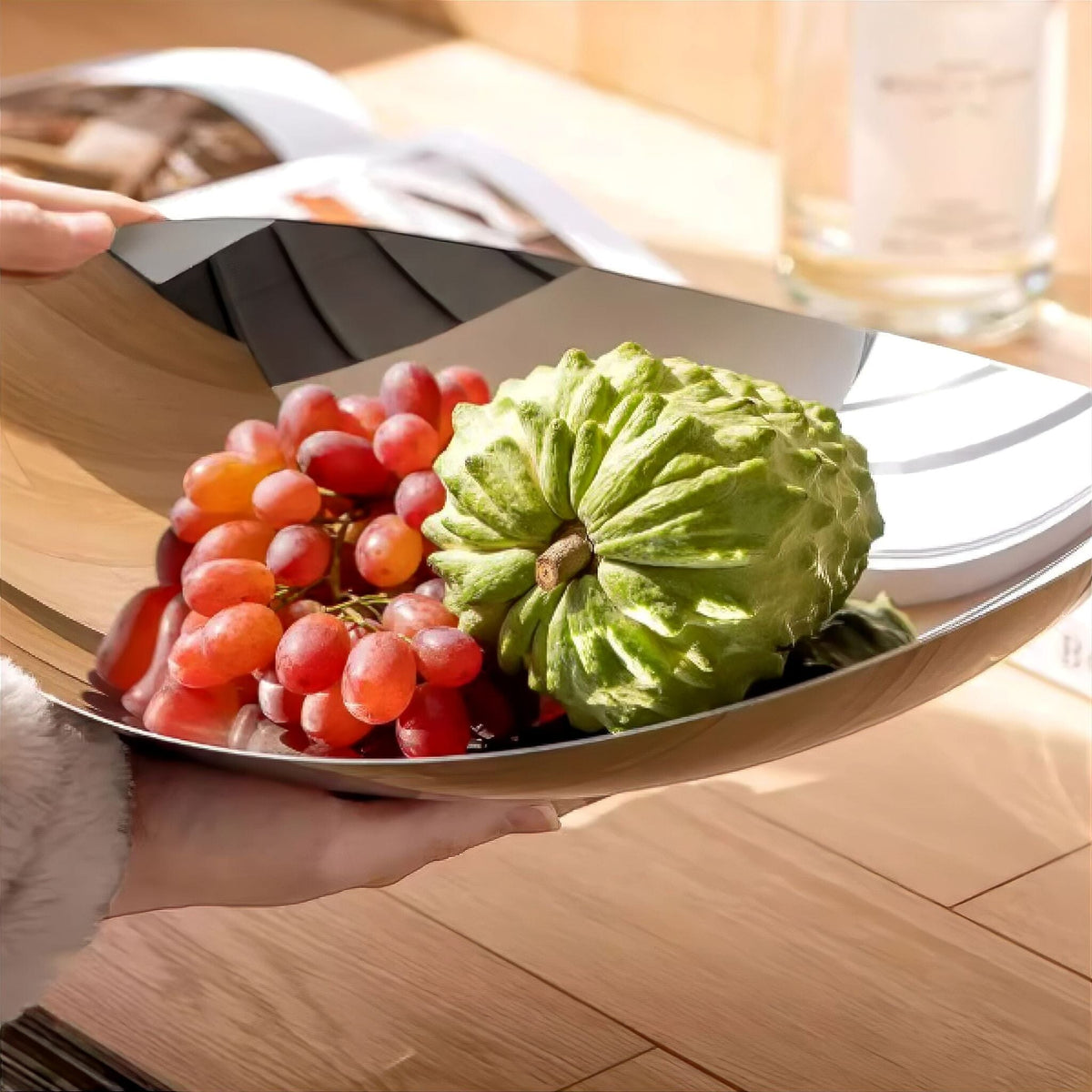 Decorative Polished Metal Bowl with Organic Rim
