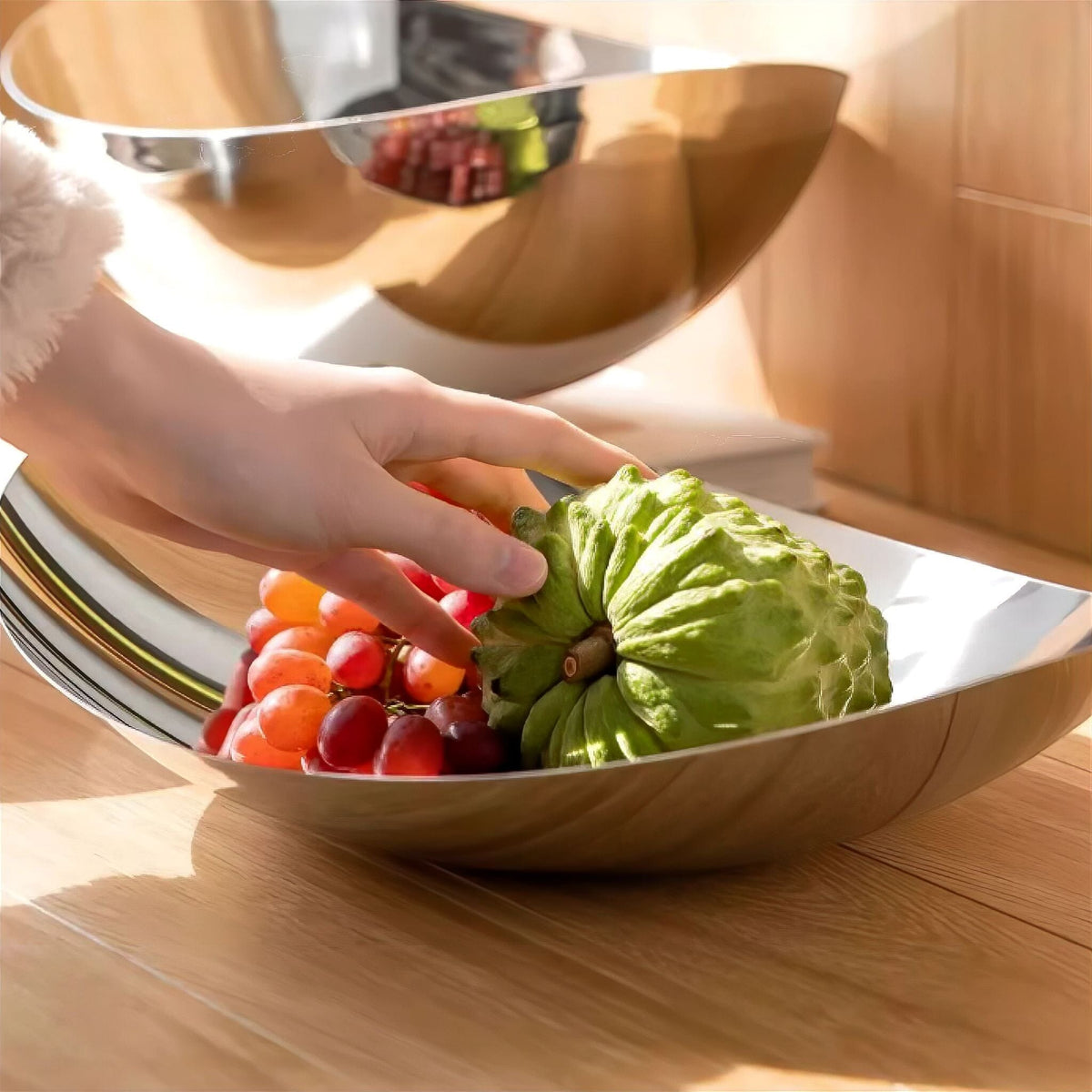 Decorative Polished Metal Bowl with Organic Rim