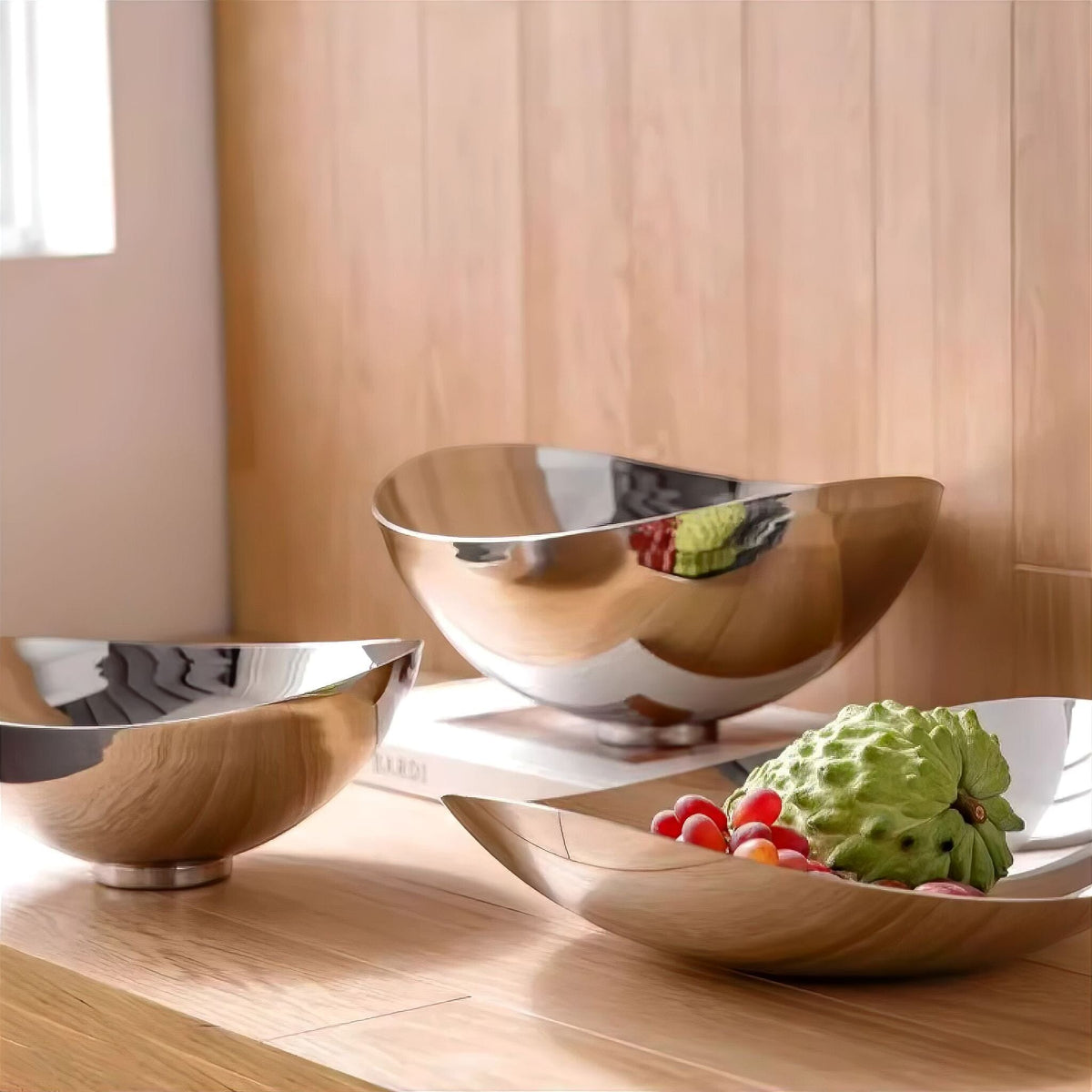 Decorative Polished Metal Bowl with Organic Rim