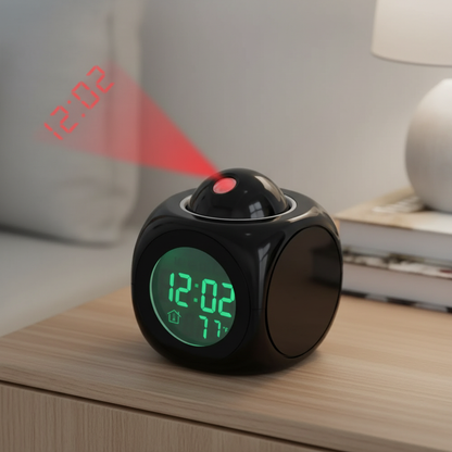 Digital Projection Alarm Clock with Temperature Display and Snooze