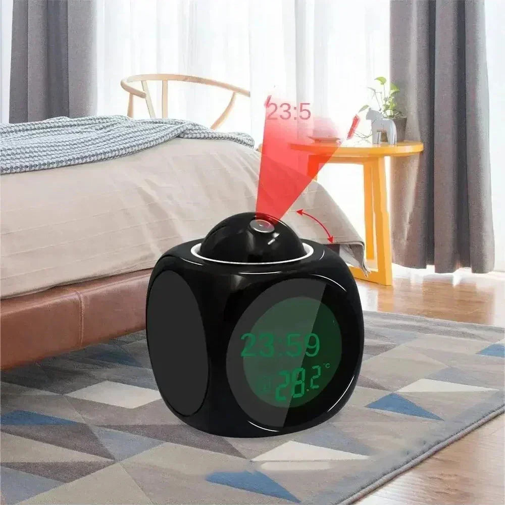 Digital Projection Alarm Clock with Temperature Display and Snooze