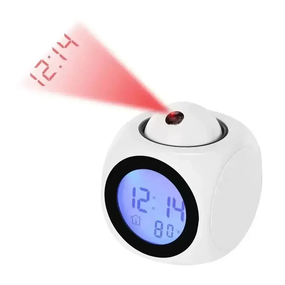 Digital Projection Alarm Clock with Temperature Display and Snooze