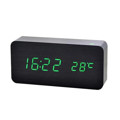Digital Wooden Alarm Clock with LED Display and Silent Operation