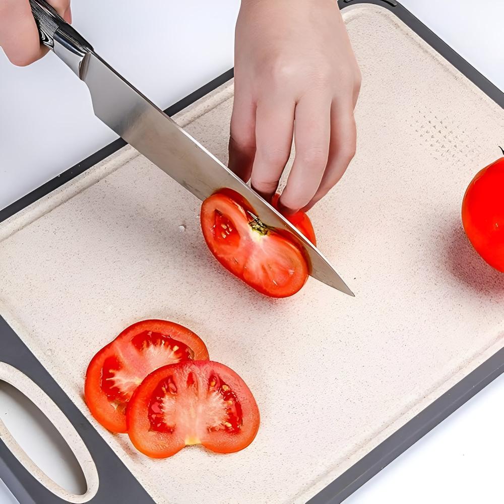 Double-Sided Stainless Steel Cutting Board – 304 Steel and Rice Fibre Composite with Garlic Grater