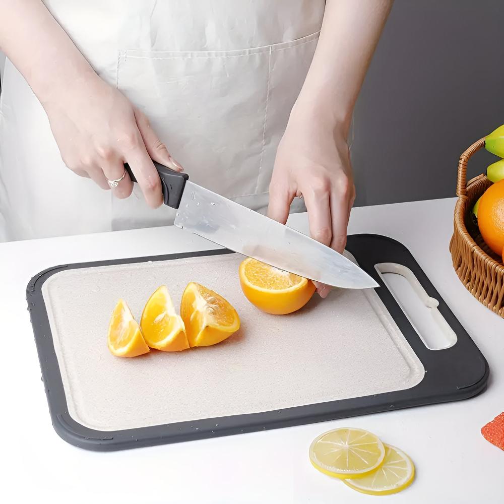 Double-Sided Stainless Steel Cutting Board – 304 Steel and Rice Fibre Composite with Garlic Grater